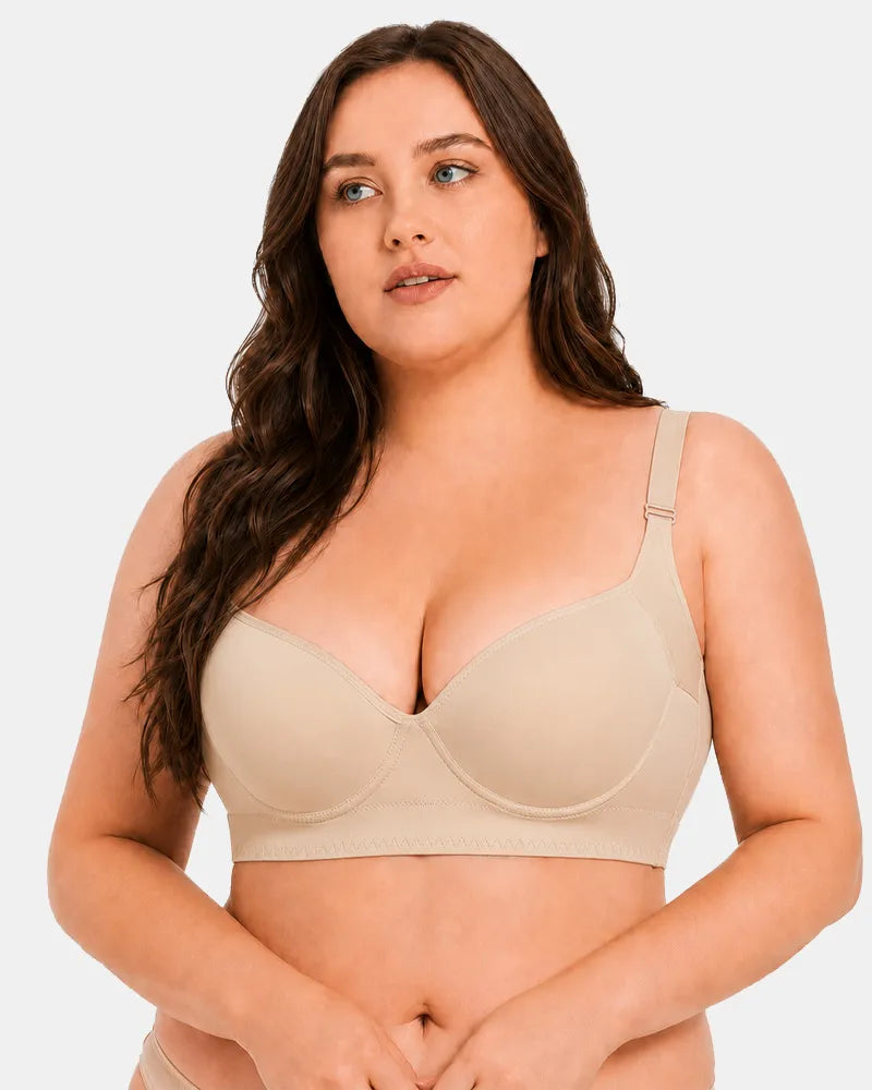 3D Molded Underwire Bra with Wide Strap Shoulder Support