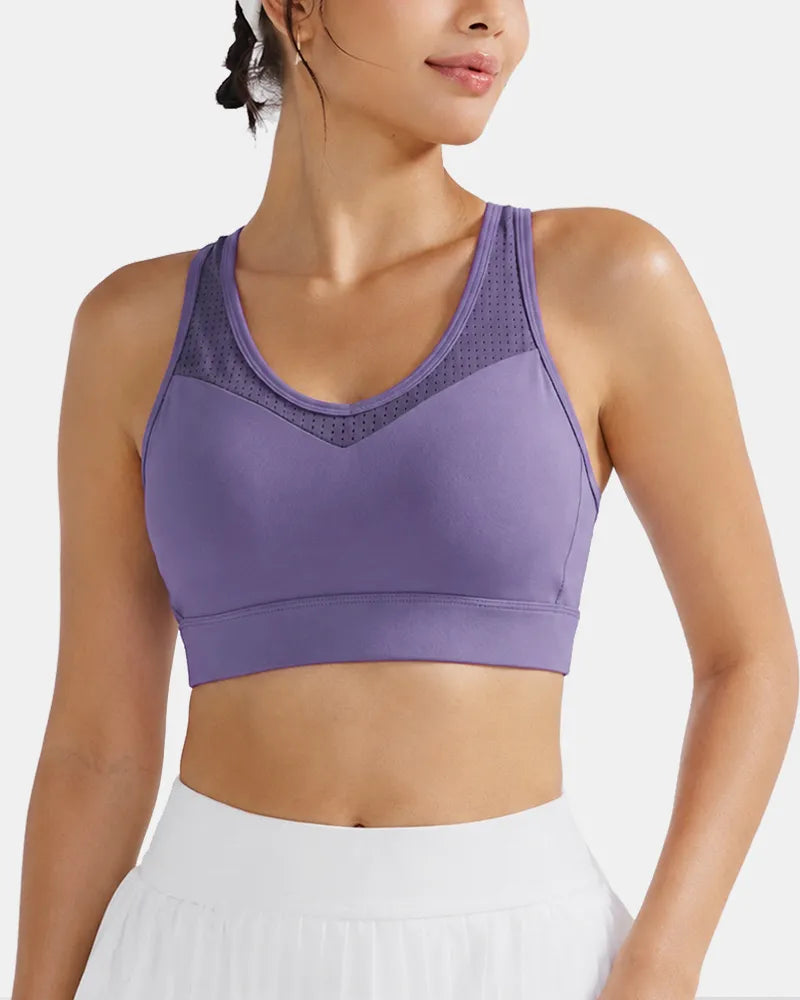 Breathable Mesh Sports Bra with Adjustable Back Closure