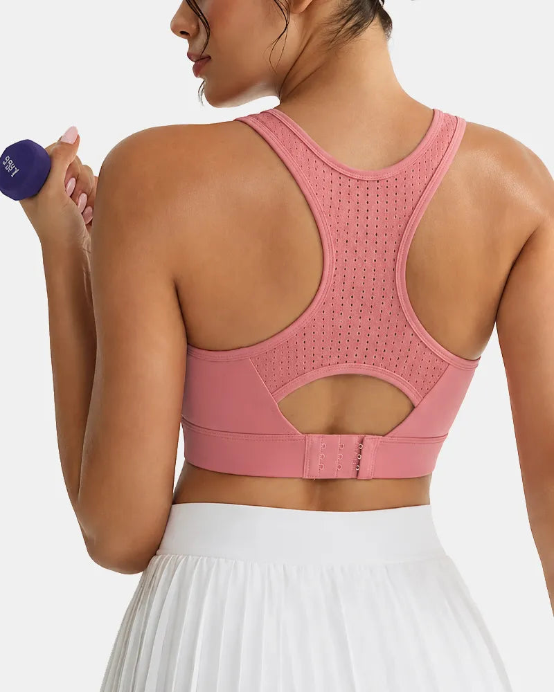 Breathable Mesh Sports Bra with Adjustable Back Closure