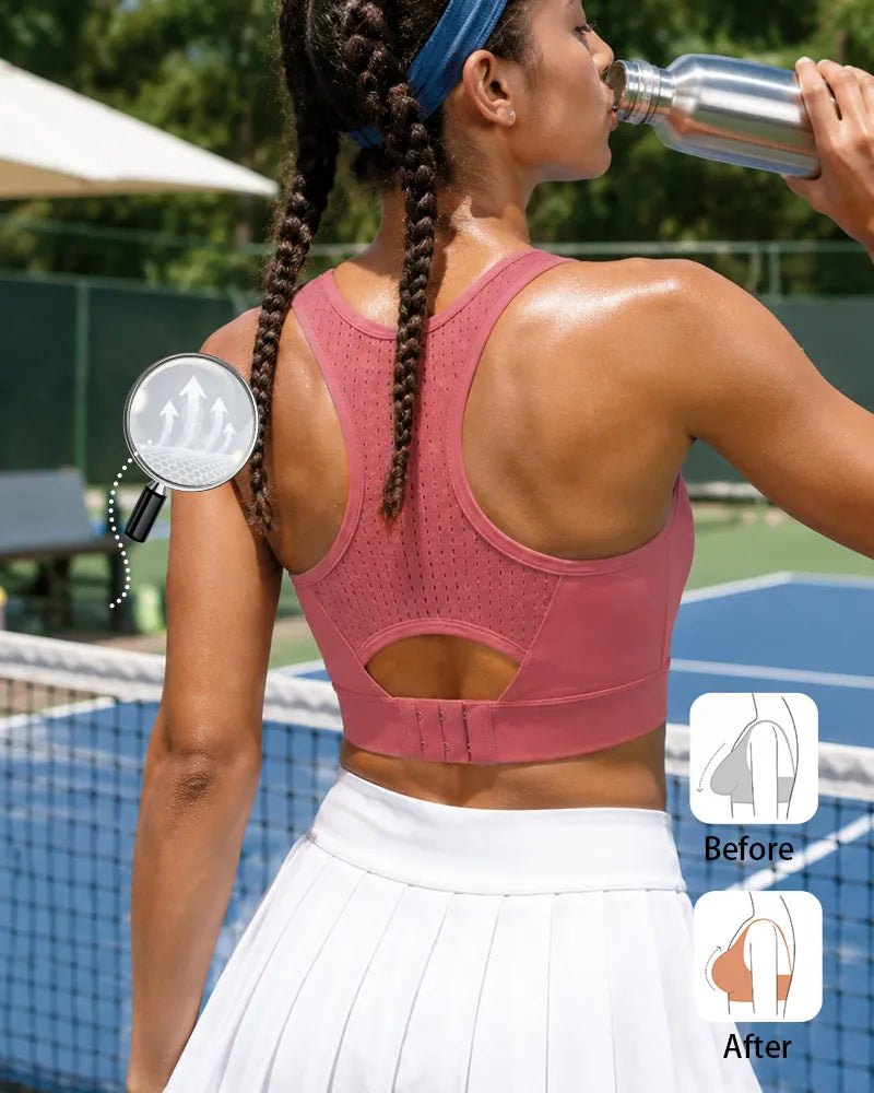 Breathable Mesh Sports Bra with Adjustable Back Closure