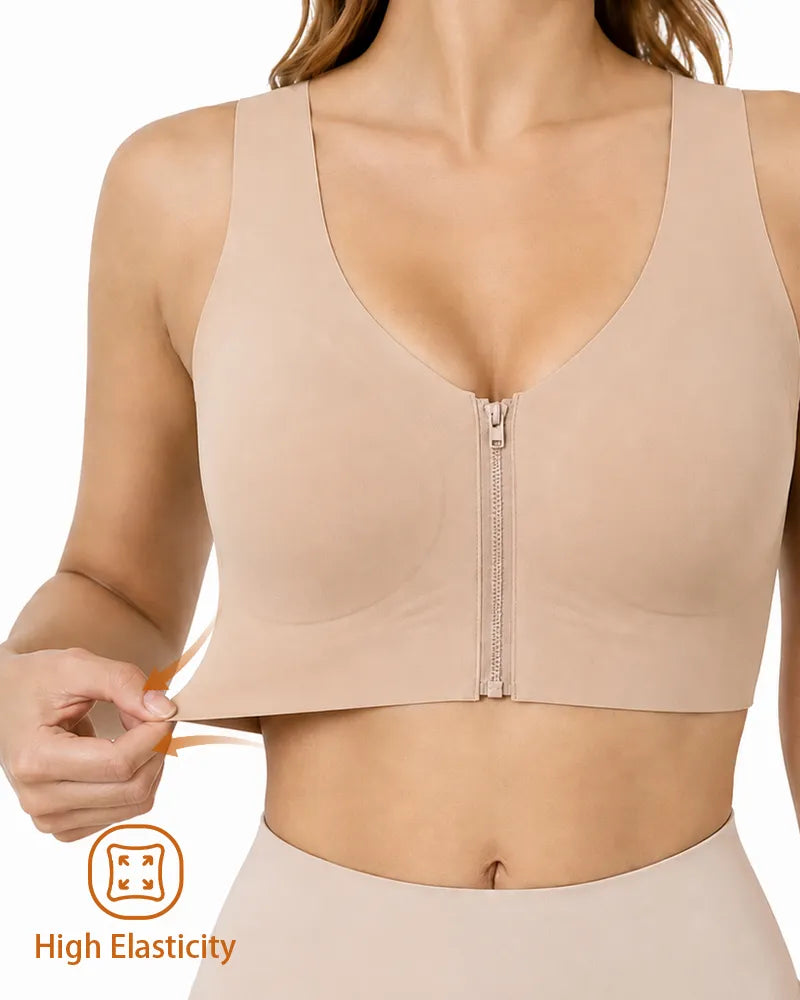 Front Zipper Jelly Bra with Back Smoothing