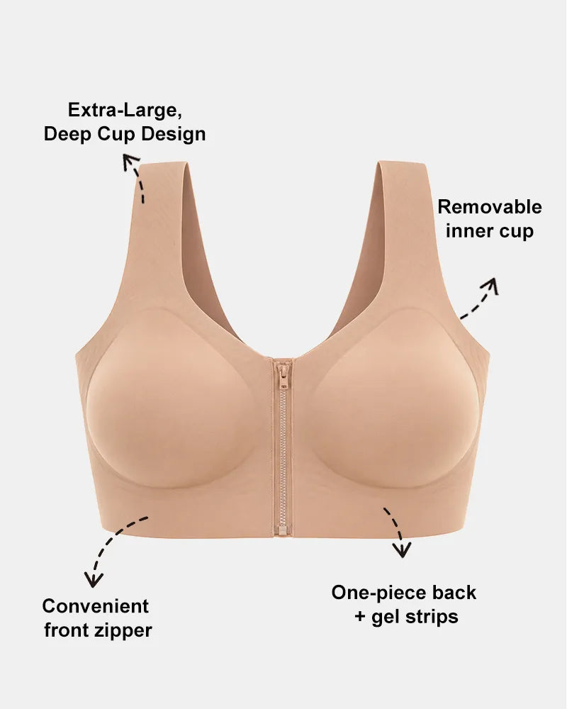 Front Zipper Jelly Bra with Back Smoothing