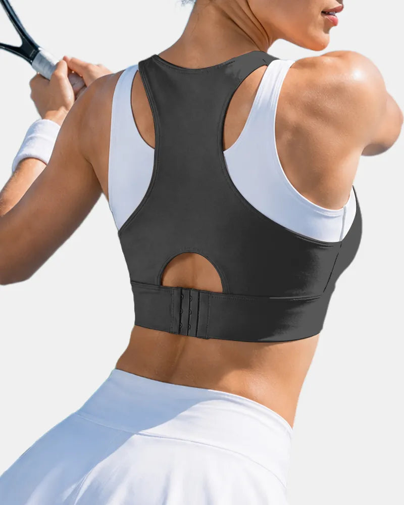 Layered Sports Bra with Adjustable Back Closure