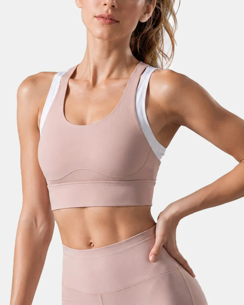 Layered Sports Bra with Adjustable Back Closure
