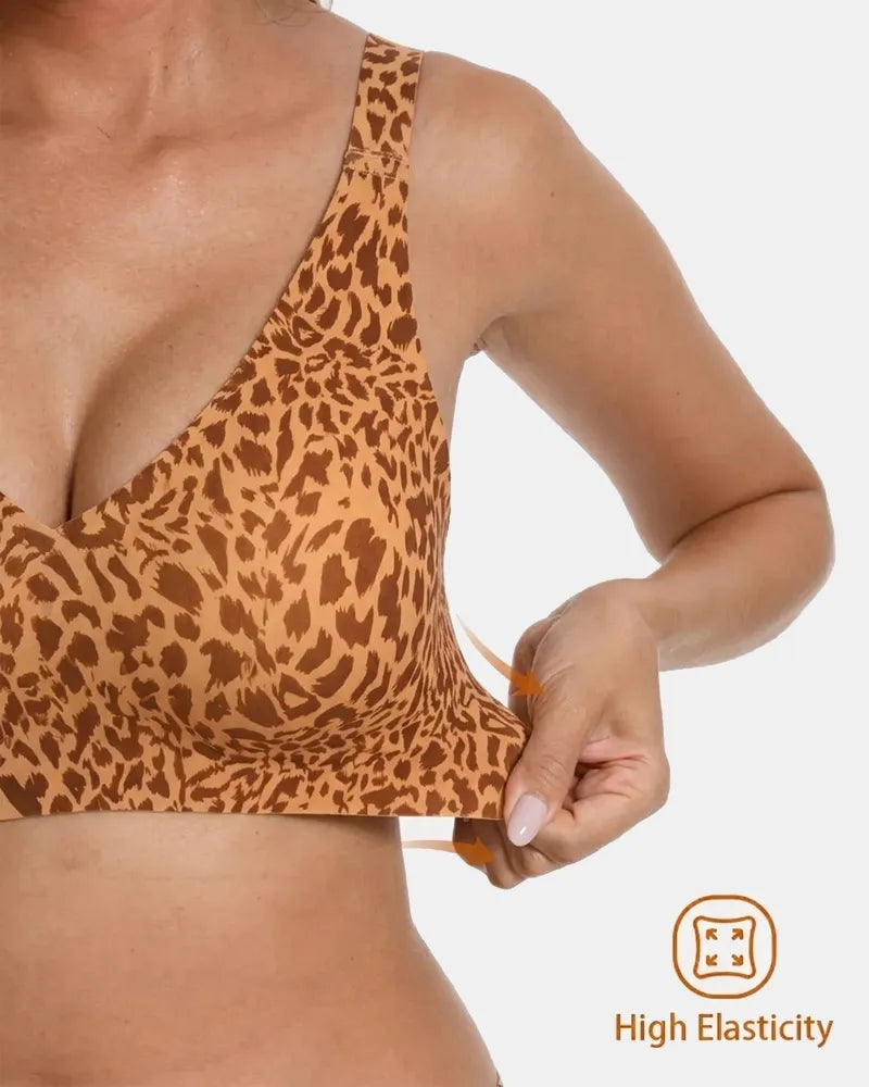 Women's Leopard Print Wireless Support Bra - Soft Intention-Details-5