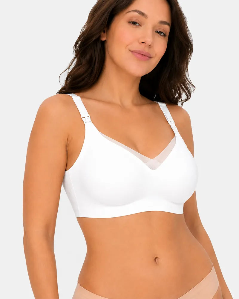 Mesh Trim Nursing Bra with Back Smoothing