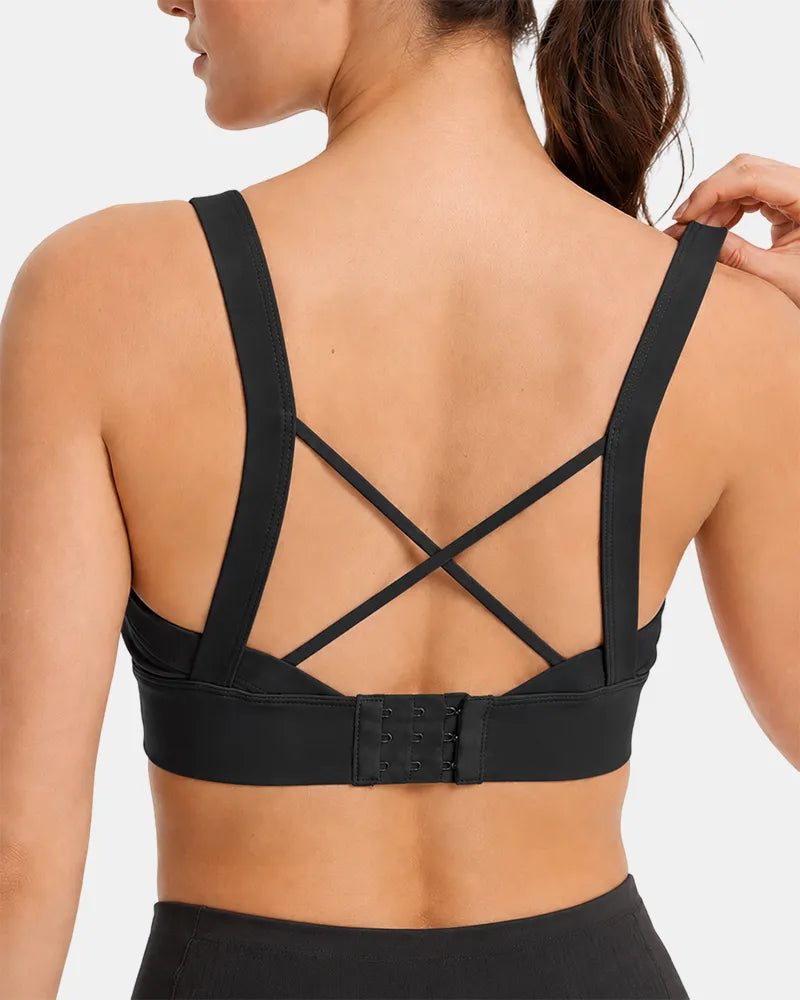 Cross Back Sports Bra with Side Smoothing