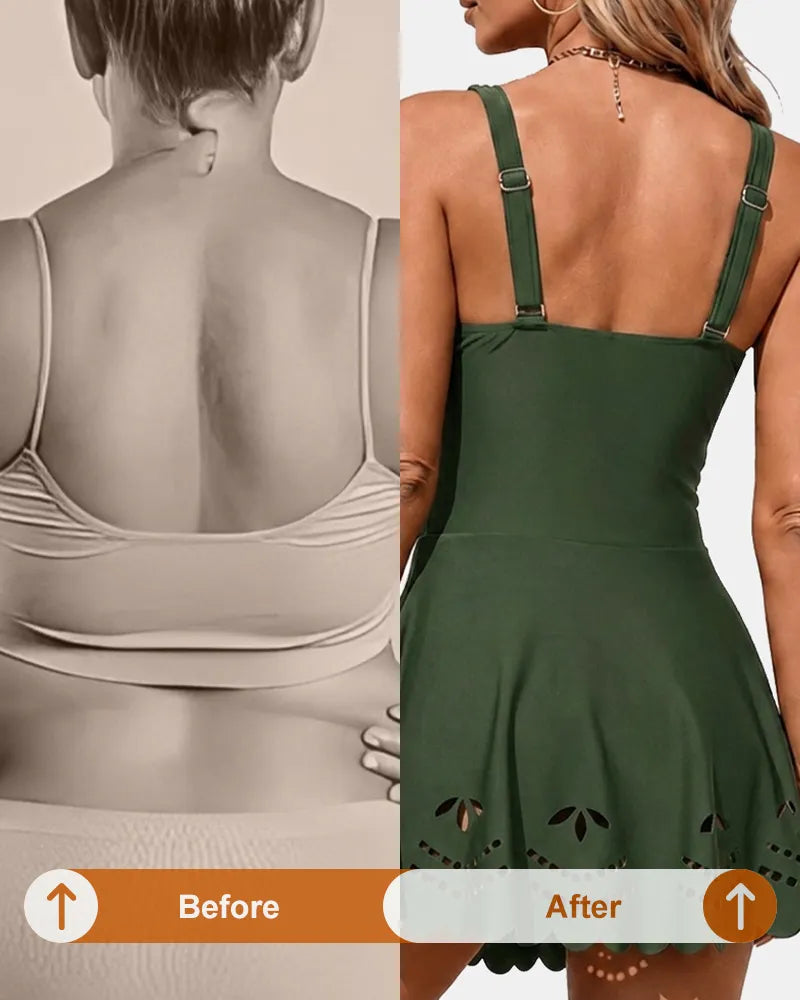 Scalloped Laser-Cut One-piece Swimdress