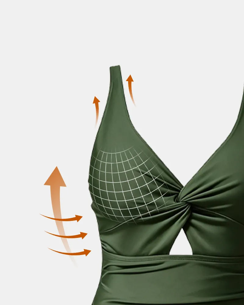 Scalloped Laser-Cut One-piece Swimdress