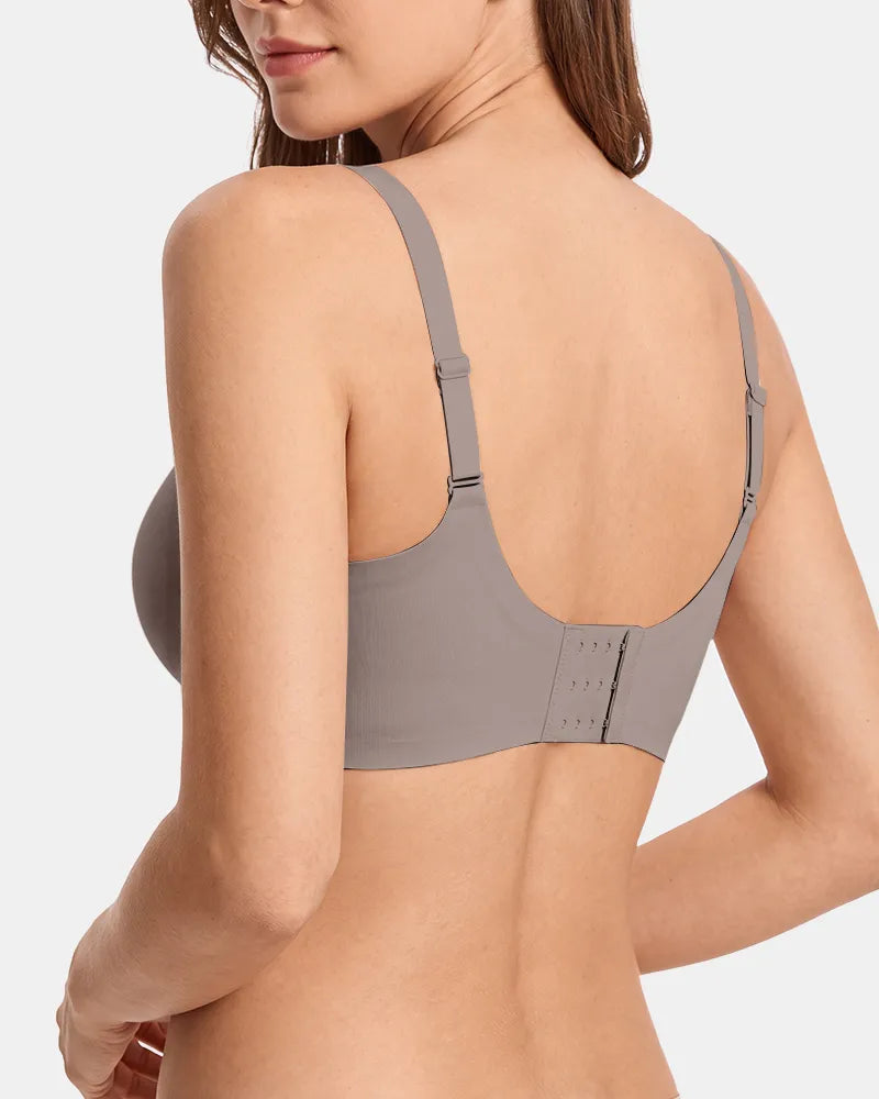 Women's Scalloped Seamless Back Smoothing Support Jelly Bra - Gray - Soft Intention-3