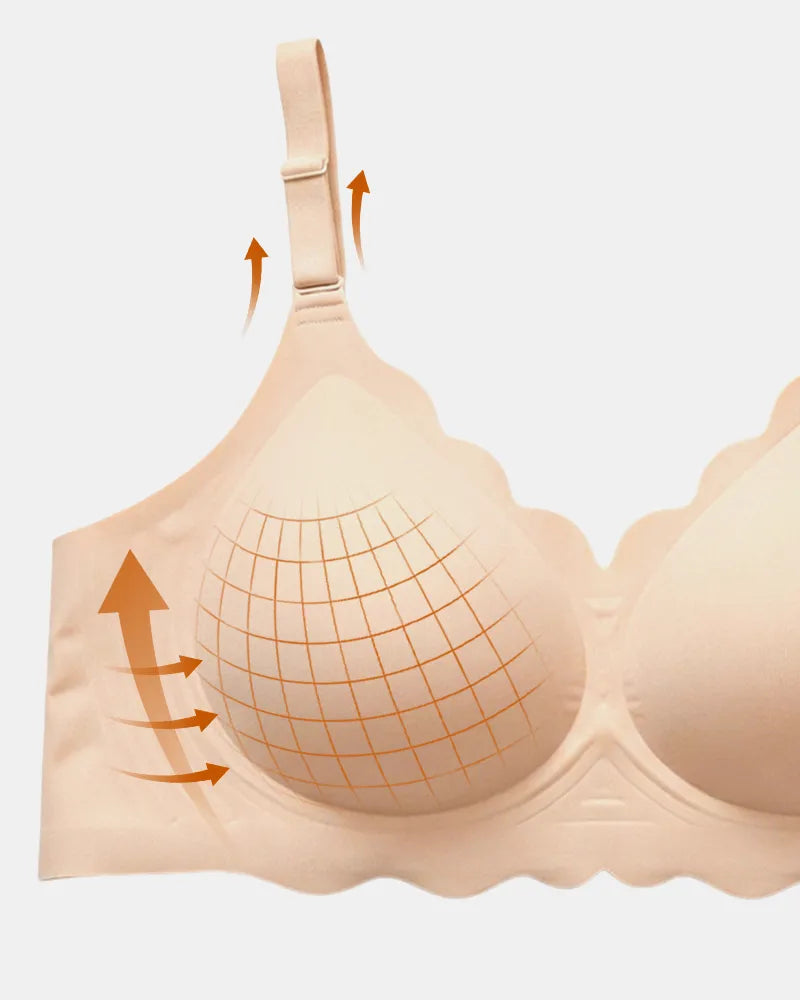 Women's Scalloped Seamless Back Smoothing Support Jelly Bra - Soft Intention-Details-8