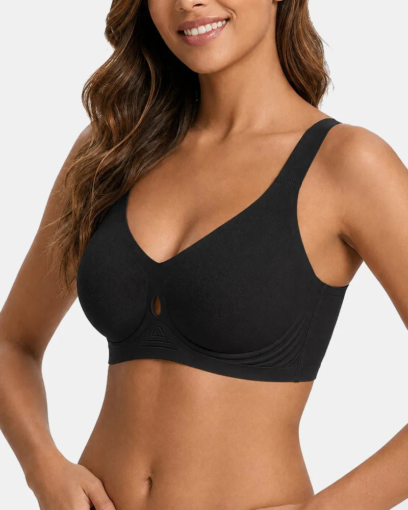 Women's Seamless Lift Jelly Bra Breathable Teardrop Hollow - Black - Soft Intention-2