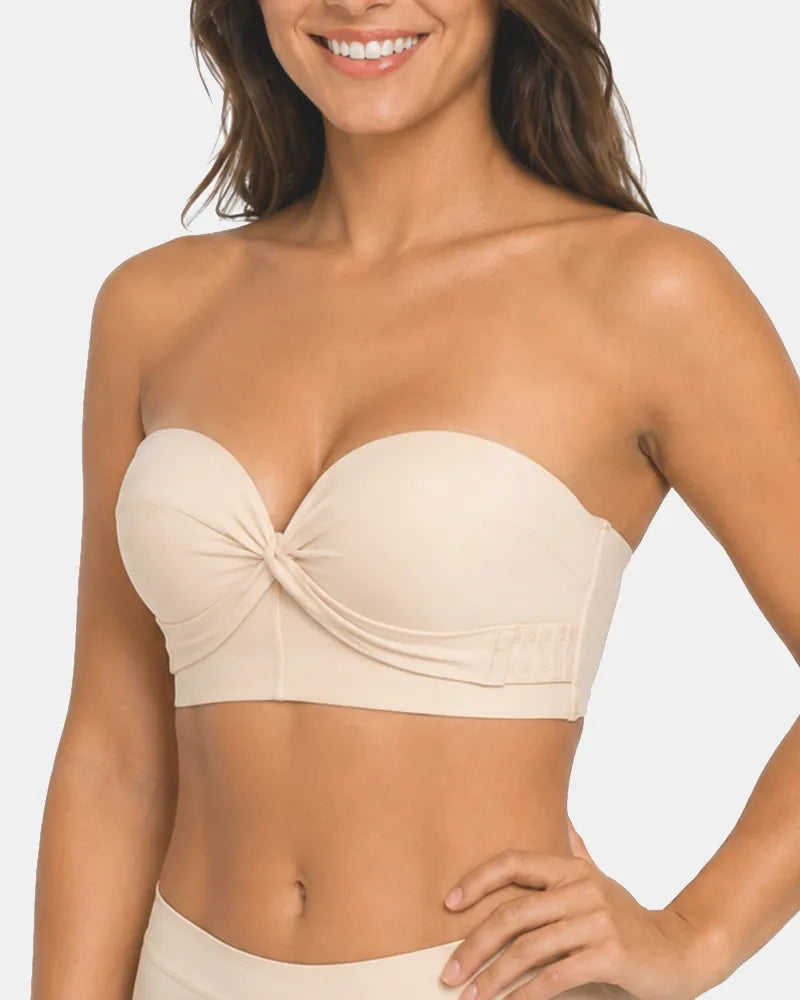 Seamless Strapless Bandeau Bra with Anti Slip Stay Up Support