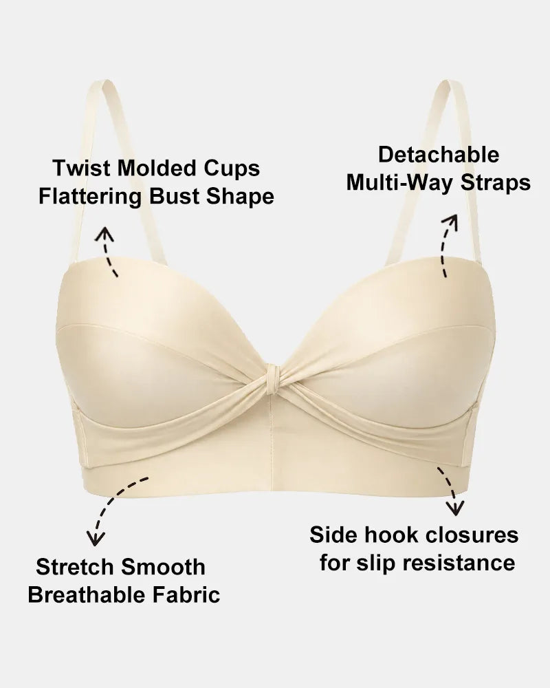 Seamless Strapless Bandeau Bra with Anti Slip Stay Up Support