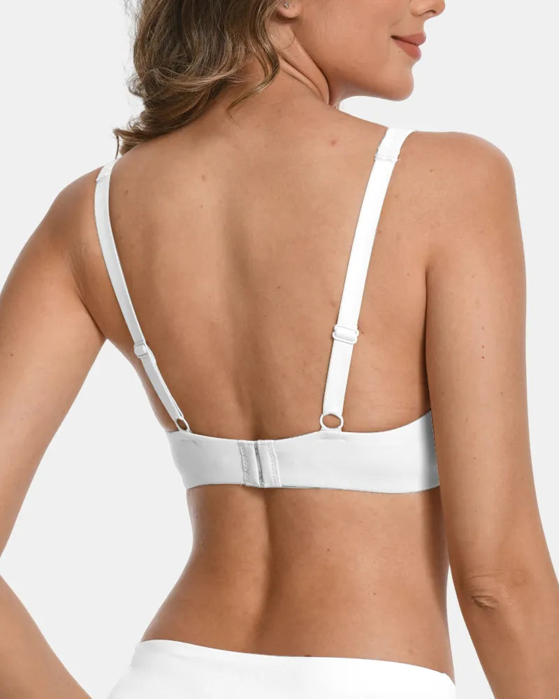 Women's Seamless Underwire Effortless Shaping Lift Balconette Bra - White - Soft Intention-3