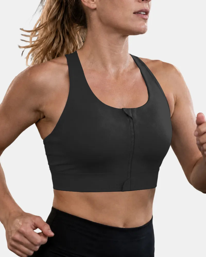 Seamless Zipper Sports Bra with High Support