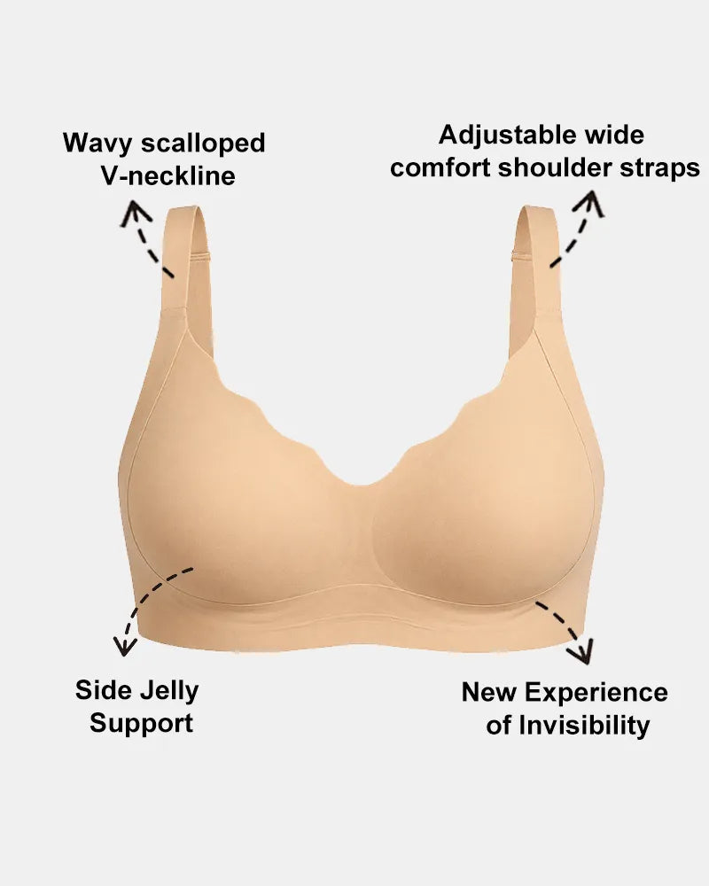 Women's V-Neck Scalloped Wireless Bra - Soft Intention-Details-5