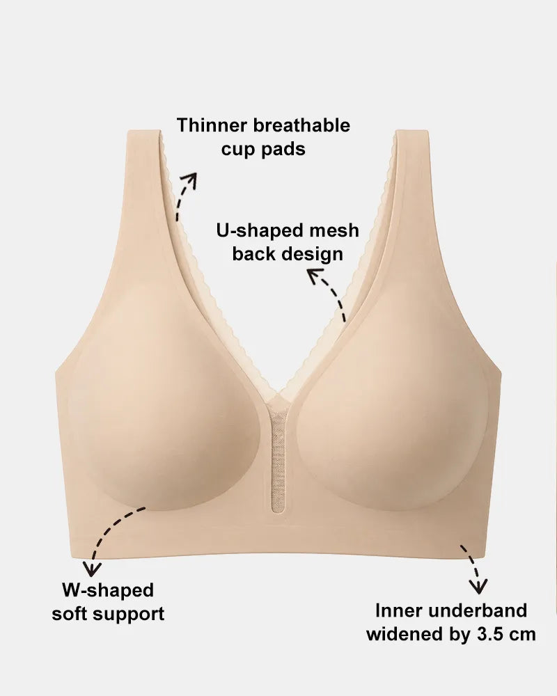 Wirefree Full Coverage V Neck Bra with Back Smoothing Support