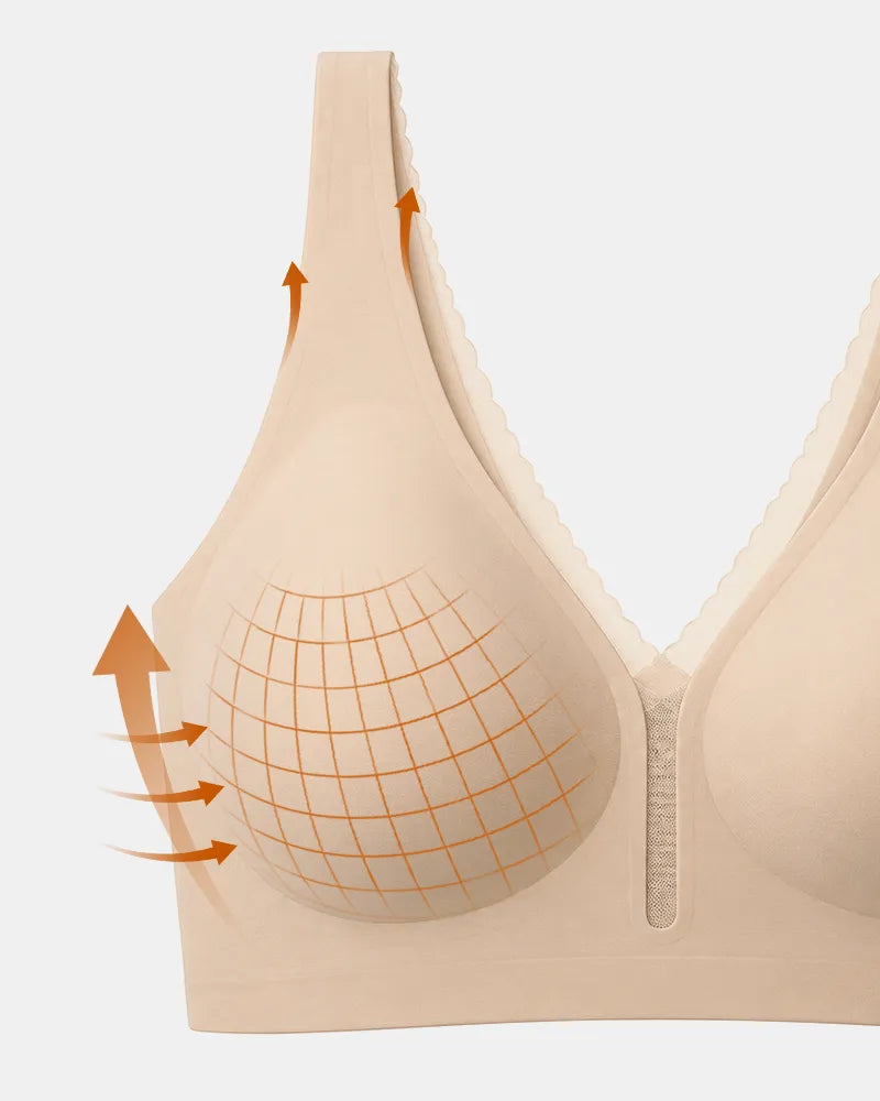 Wirefree Full Coverage V Neck Bra with Back Smoothing Support