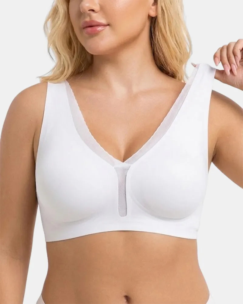 Wirefree Full Coverage V Neck Bra with Back Smoothing Support