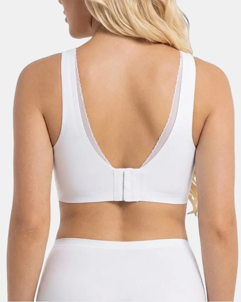 Wirefree Full Coverage V Neck Bra with Back Smoothing Support