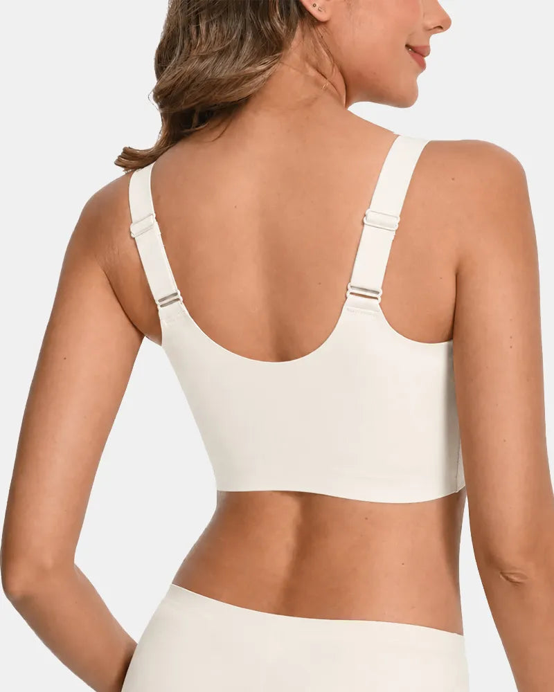 Women's Wireless Front Zipper Bra - White - Soft Intention-3