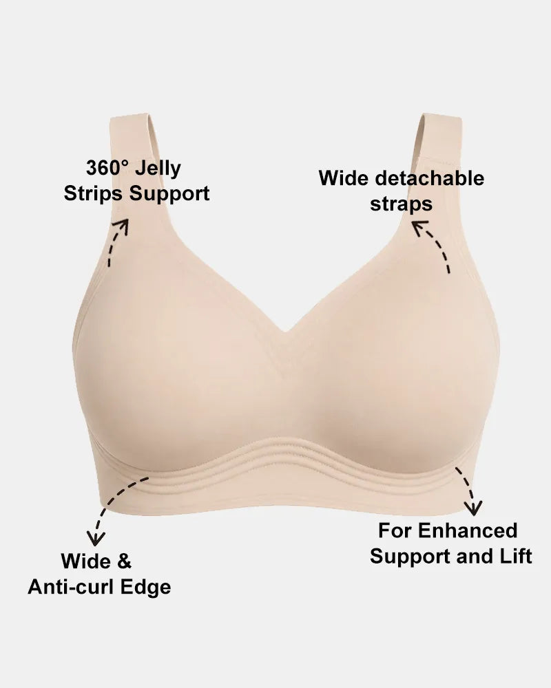 Women's Wireless Full Coverage Seamless W-Shaped Jelly Strap Bra - Soft Intention-Details-5