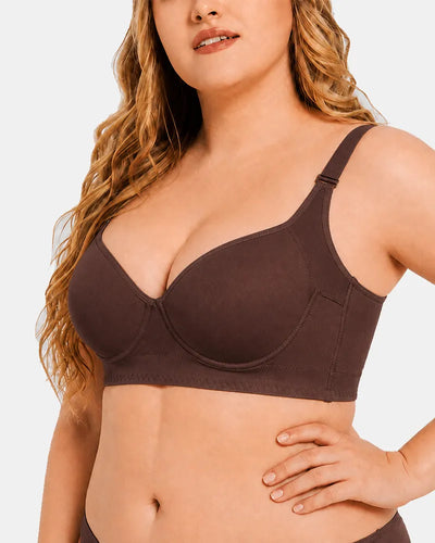 3D Molded Underwire Bra with Wide Strap Shoulder Support