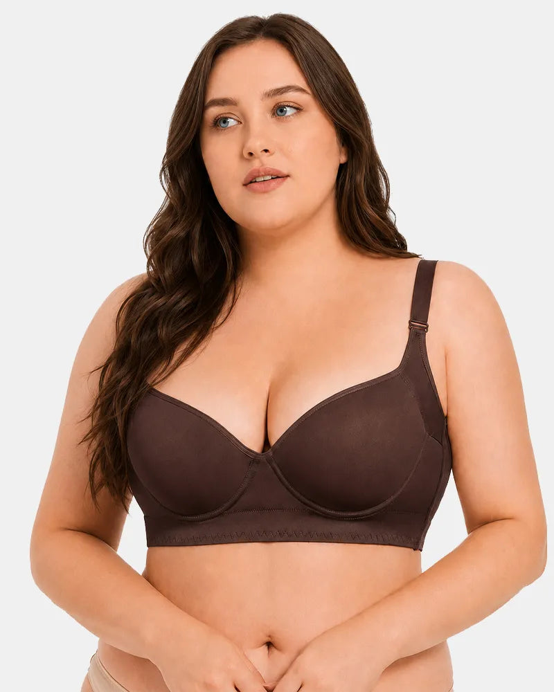 3D Molded Underwire Bra with Wide Strap Shoulder Support