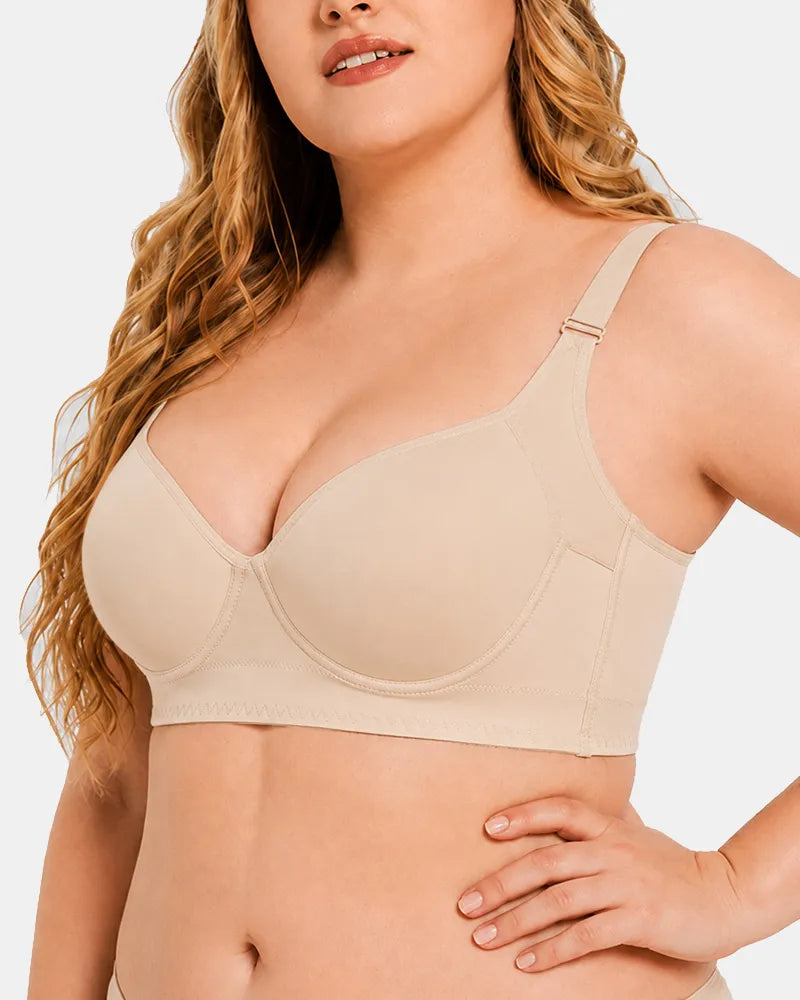 3D Molded Underwire Bra with Wide Strap Shoulder Support