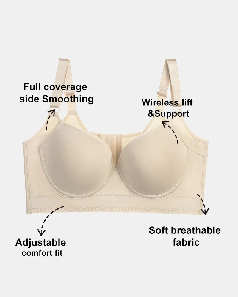 3D Molded Underwire Bra with Wide Strap Shoulder Support