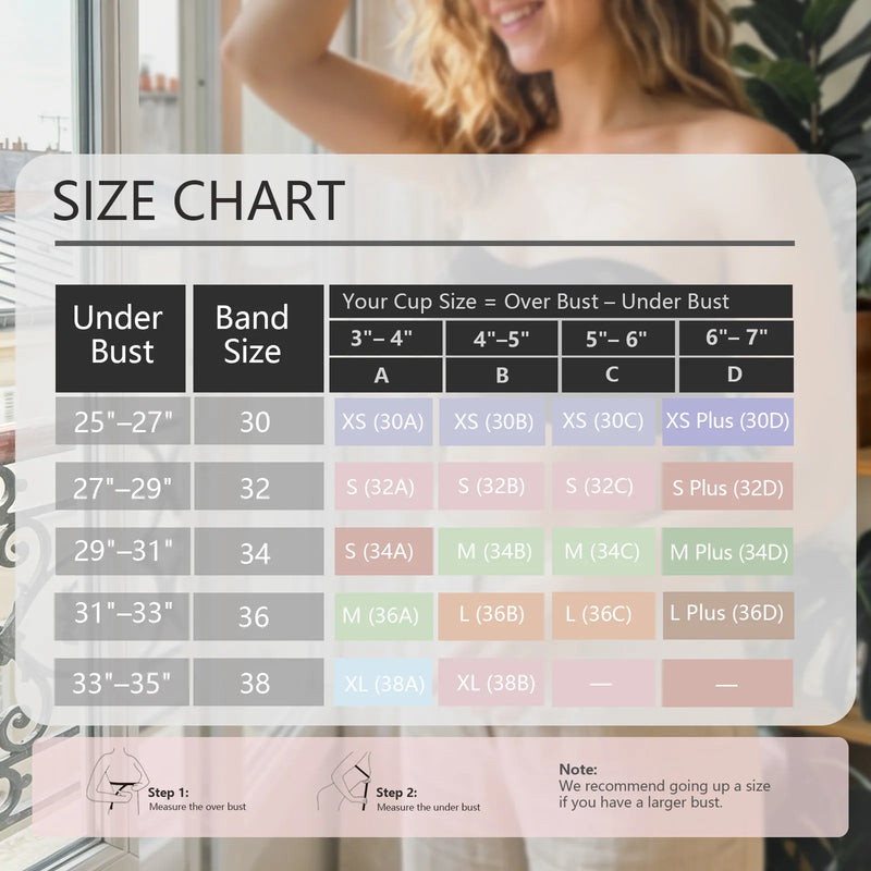 Jelly Lift Non-Slip Strapless Wireless Bra Size Chart