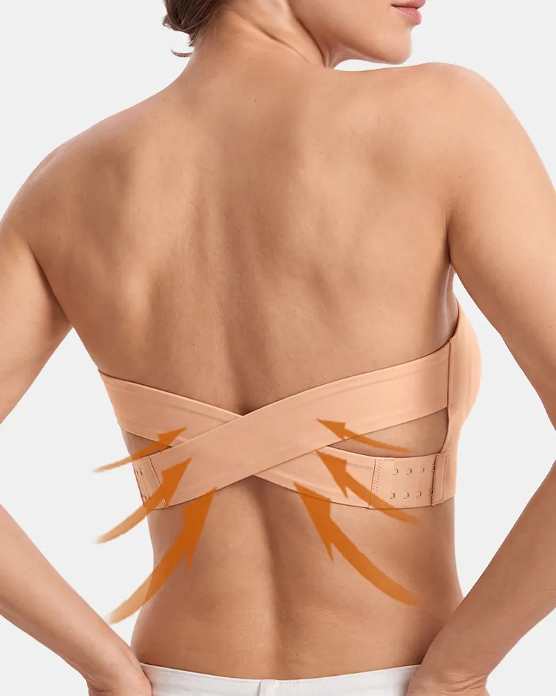 Anti Slip Crossover Seamless Strapless Bandeau Bra