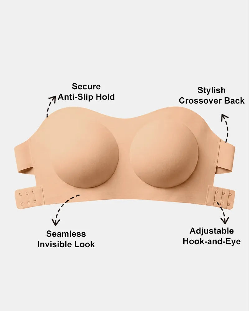 Anti Slip Crossover Seamless Strapless Bandeau Bra