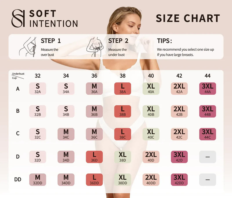 Seamless Nursing Bra with Effortless Pumping Support Size Chart