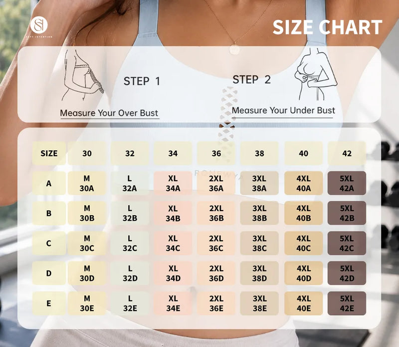 Cooling Jelly Bra with Breathable Support Size Chart