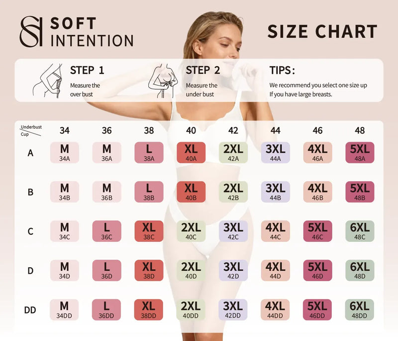 Plus Size V Neck Wireless Bra Size Chart