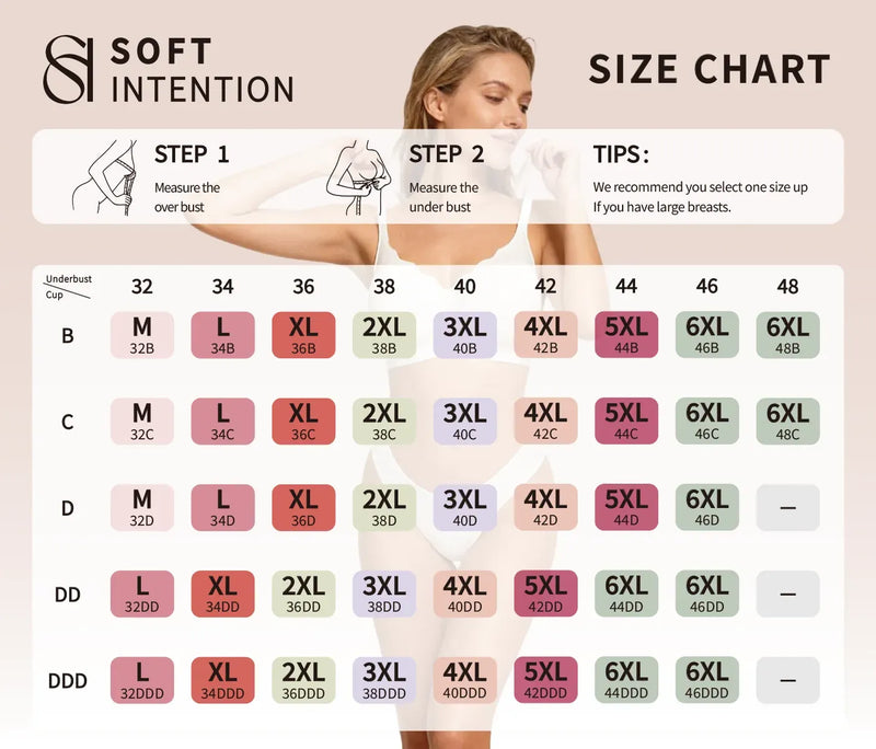 Plus Size Seamless Wireless Bra Size Chart