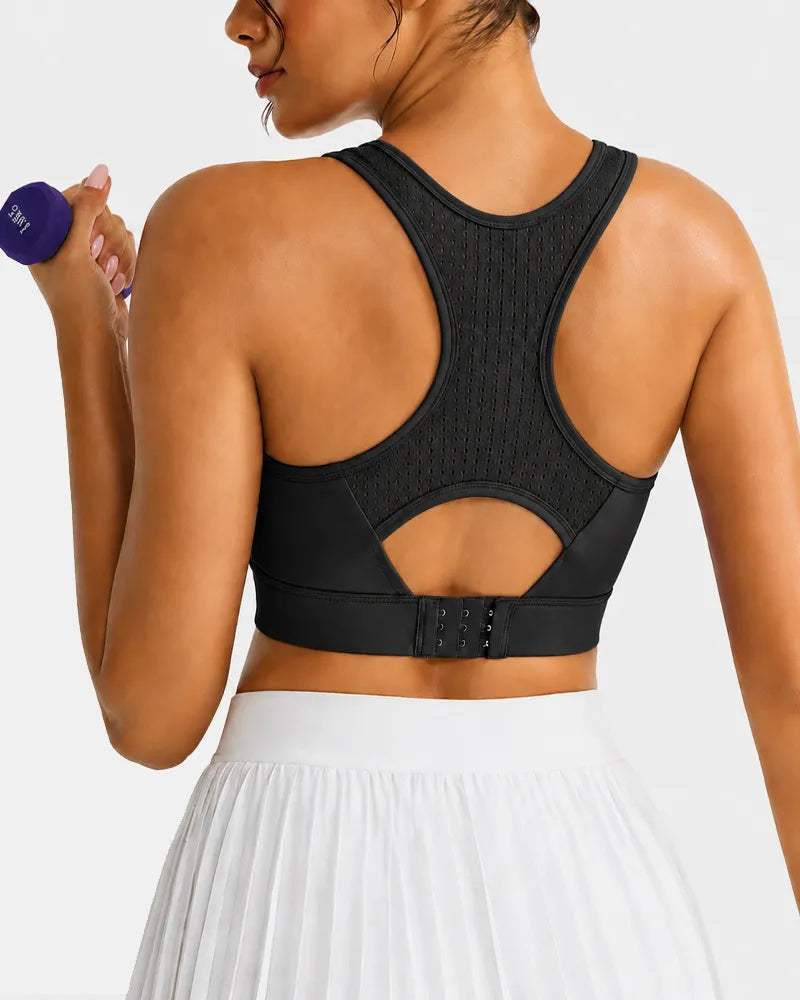 Breathable Mesh Sports Bra with Adjustable Back Closure
