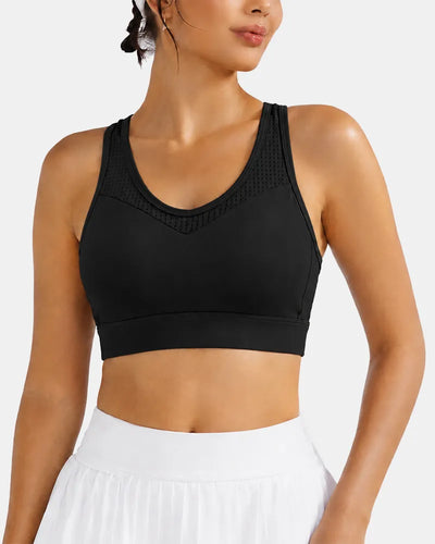 Breathable Mesh Sports Bra with Adjustable Back Closure