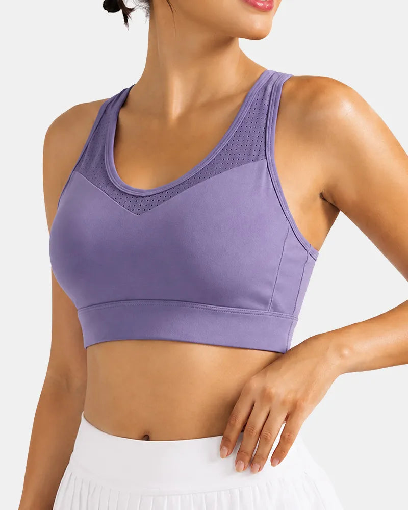 Breathable Mesh Sports Bra with Adjustable Back Closure