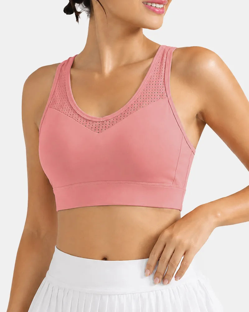 Breathable Mesh Sports Bra with Adjustable Back Closure