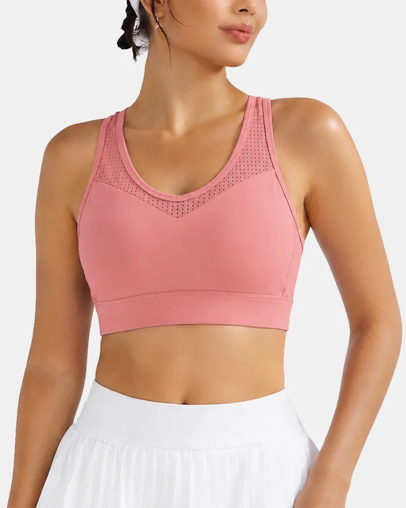 Breathable Mesh Sports Bra with Adjustable Back Closure