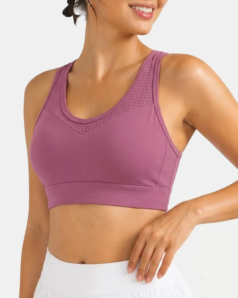 Breathable Mesh Sports Bra with Adjustable Back Closure
