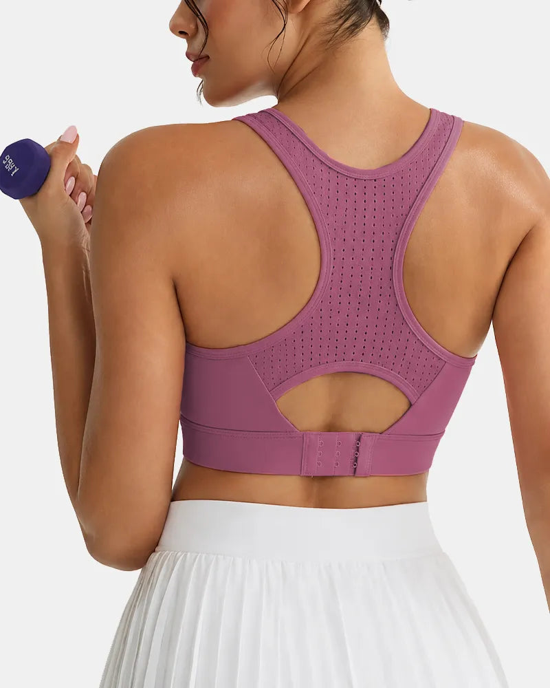 Breathable Mesh Sports Bra with Adjustable Back Closure
