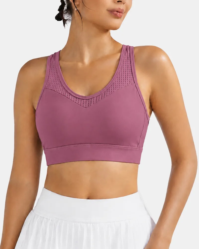 Breathable Mesh Sports Bra with Adjustable Back Closure