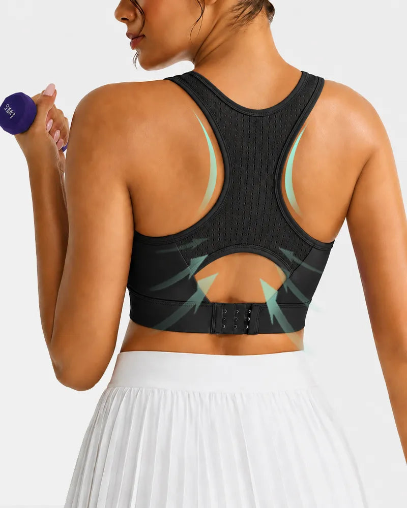 Breathable Mesh Sports Bra with Adjustable Back Closure