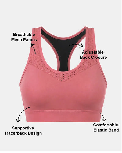 Breathable Mesh Sports Bra with Adjustable Back Closure