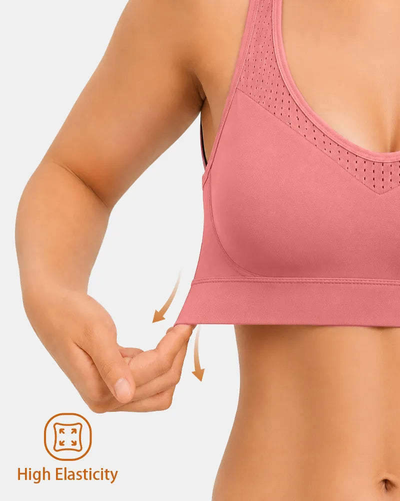 Breathable Mesh Sports Bra with Adjustable Back Closure