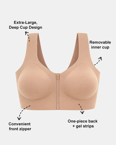 Front Zipper Jelly Bra with Back Smoothing